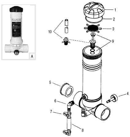 Waterway Clearwater In-Line Chlorinators Cutaway Diagram Waterway Clearwater In-Line Chlorinators Cutaway Diagram